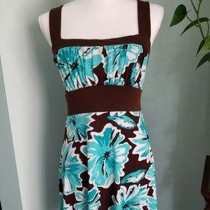 Teal and Brown Floral Dress